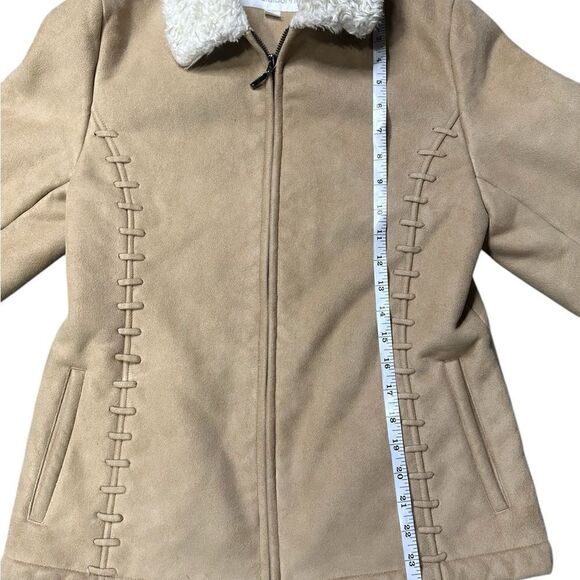 Liz Claiborne 90’s Faux Suede & Sherpa Lined Whipstitch Detail Jacket Size S - Picture 10 of 12